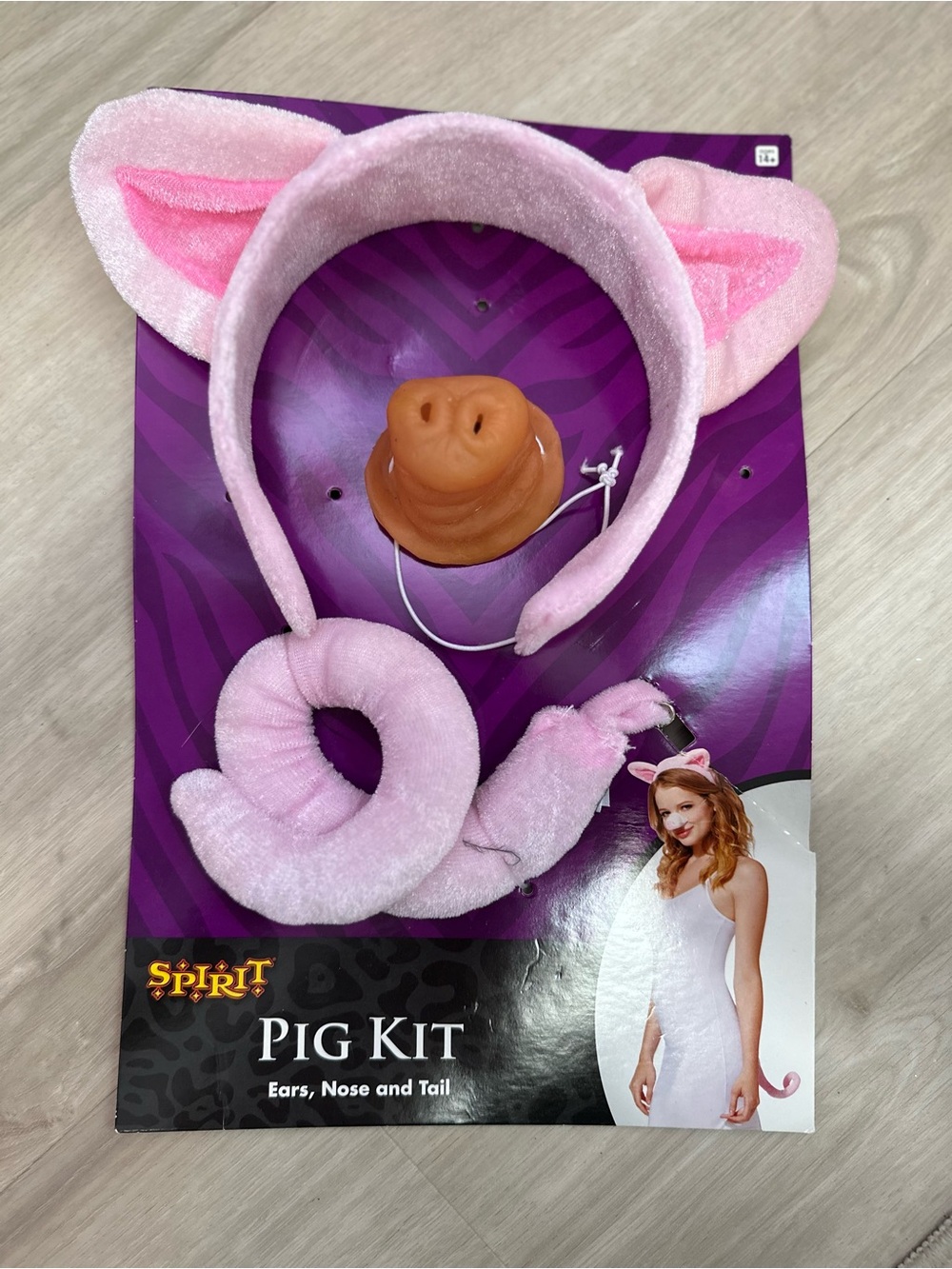 Spirit Halloween Pink Pig Costume Kit Ears Nose Tail One Size